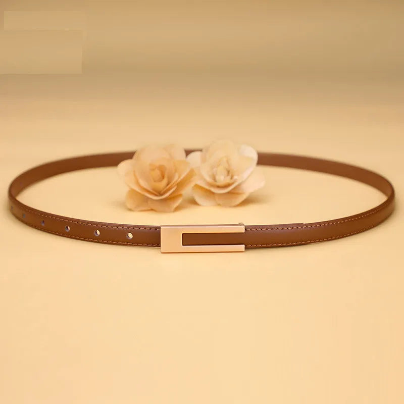 Thin leather belt metal buckle