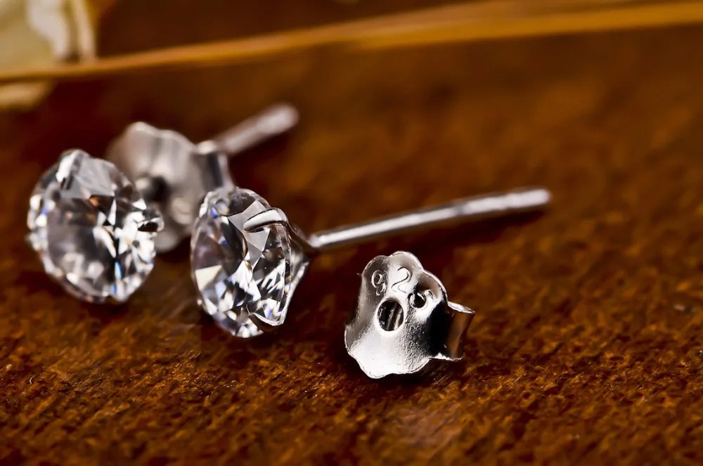 Real 925 Sterling Silver Zircon Earrings