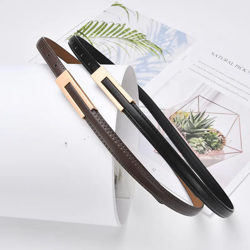 Thin leather belt metal buckle