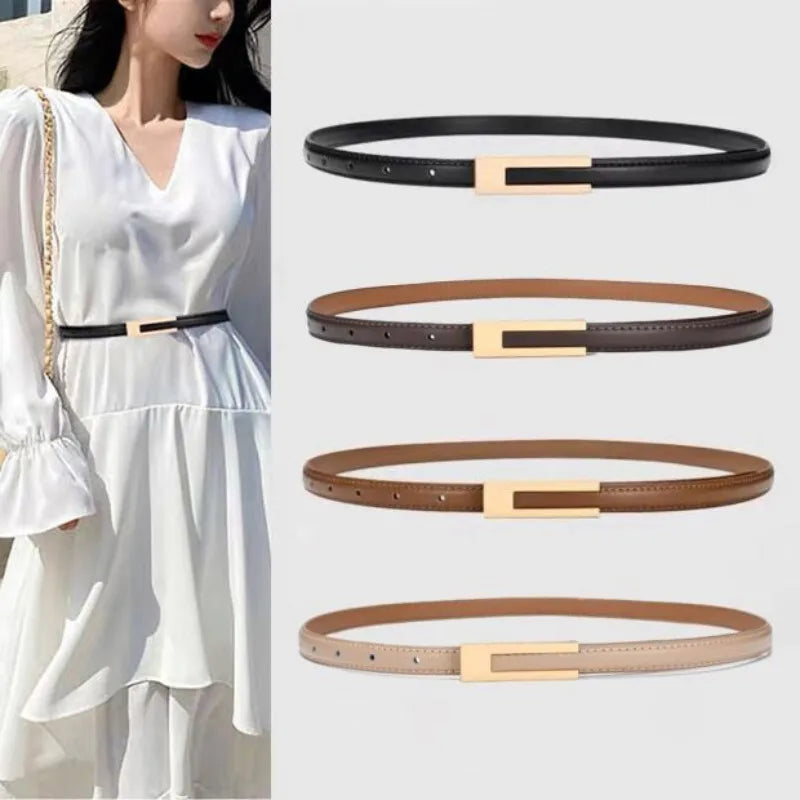Thin leather belt metal buckle