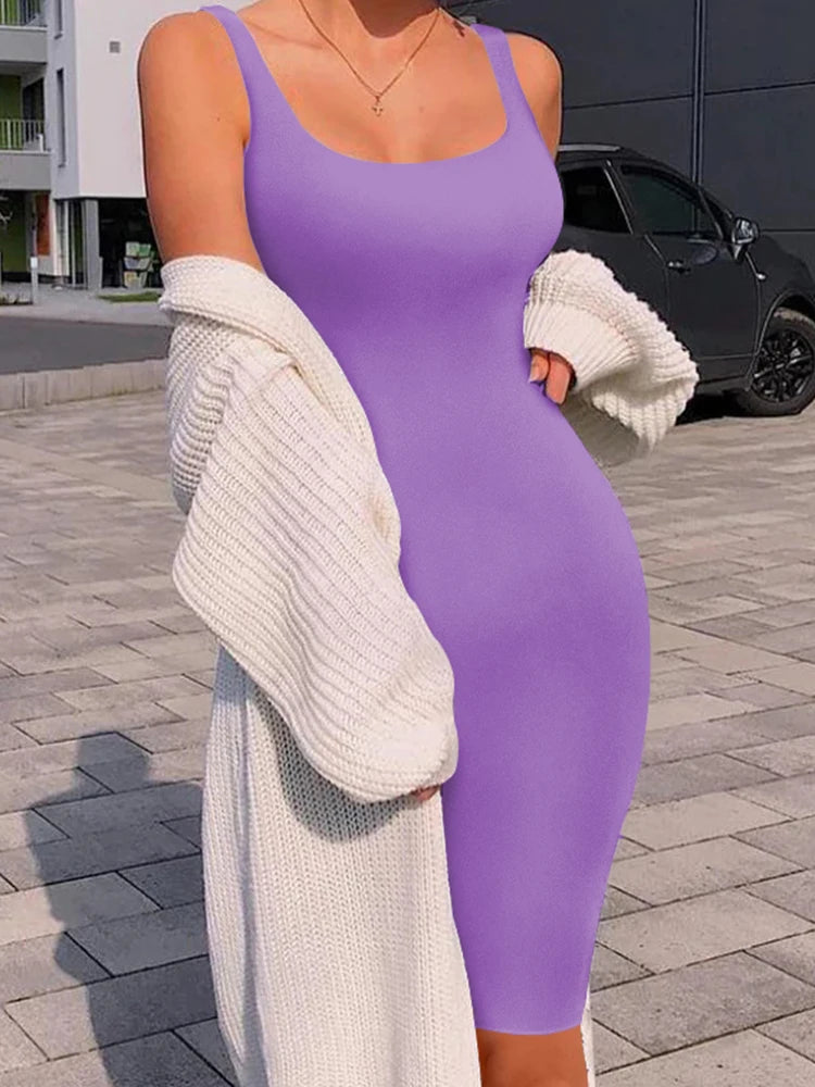 Sexy sleeveless midi dress