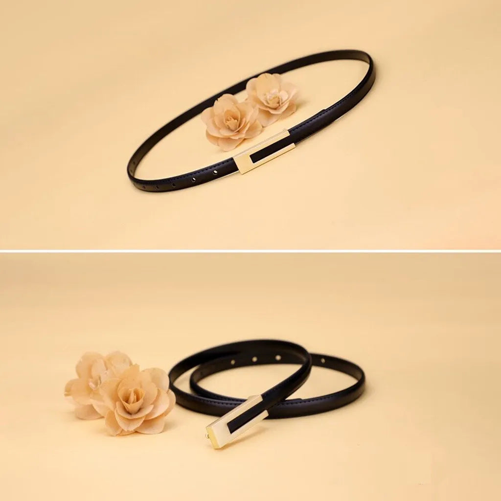 Thin leather belt metal buckle